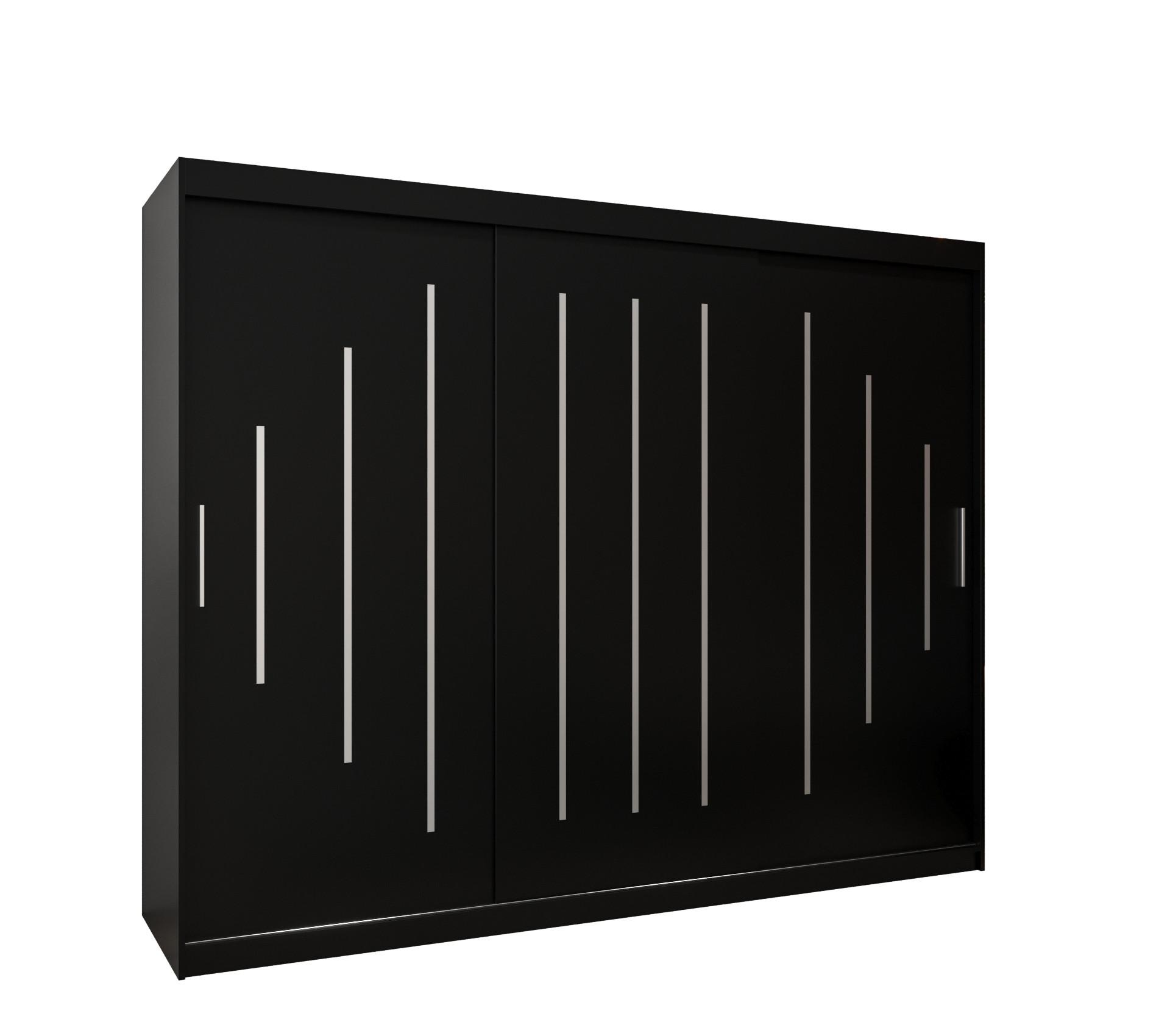 SCHWEBETÜRENSCHRANK 200/250/62 3-türig - Silberfarben/Schwarz, Holz/Kunststoff (250/200/62cm) - Abiks Möbel