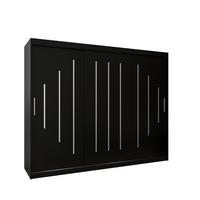 SCHWEBETÜRENSCHRANK 200/250/62 3-türig - Silberfarben/Schwarz, Holz/Kunststoff (250/200/62cm) - Abiks Möbel