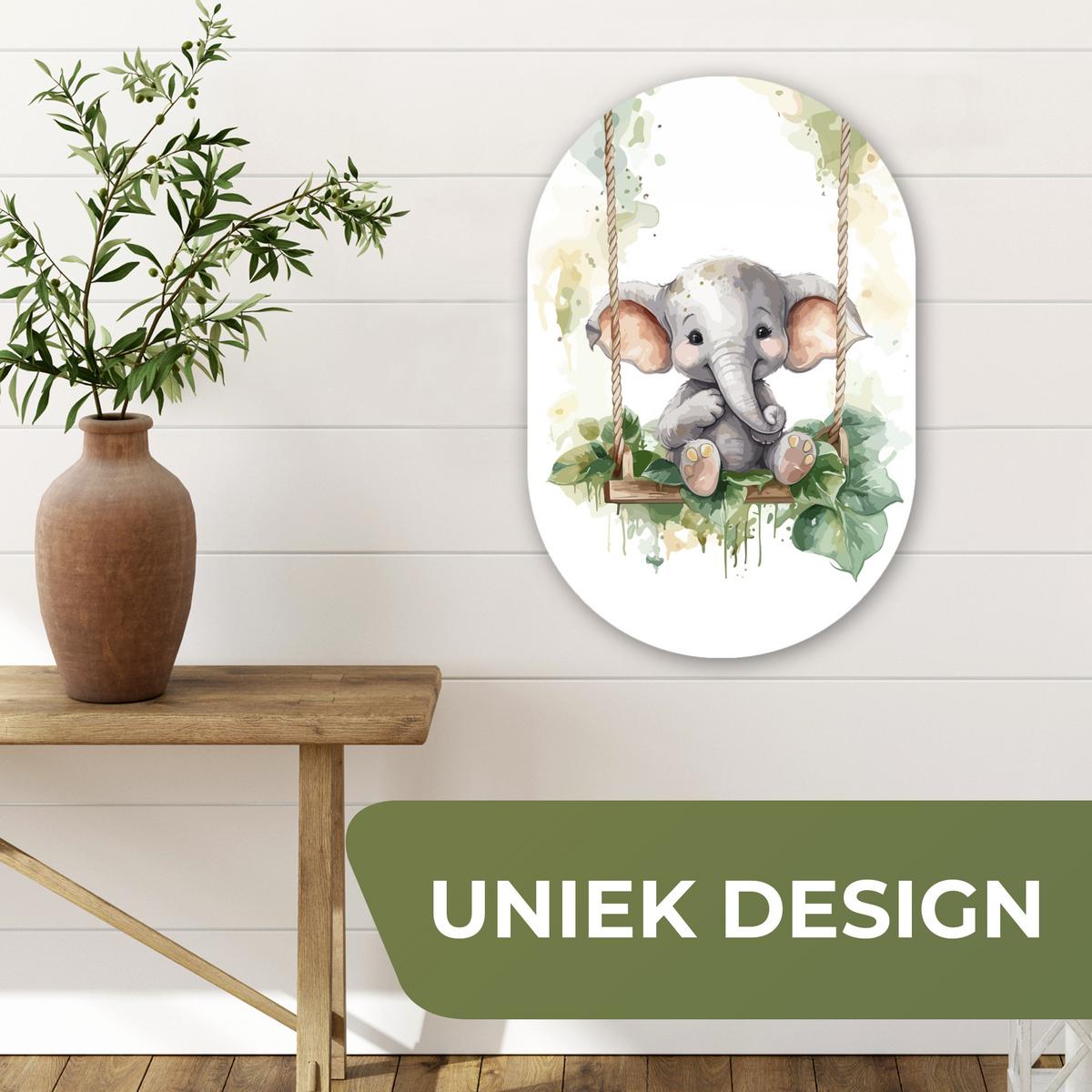 WANDBILD Elefant - Tier - Kinder - Dschungel Deko Wohnzimmer 40x60 cm - Hellgrau, Kunststoff (40/60cm) - MuchoWow