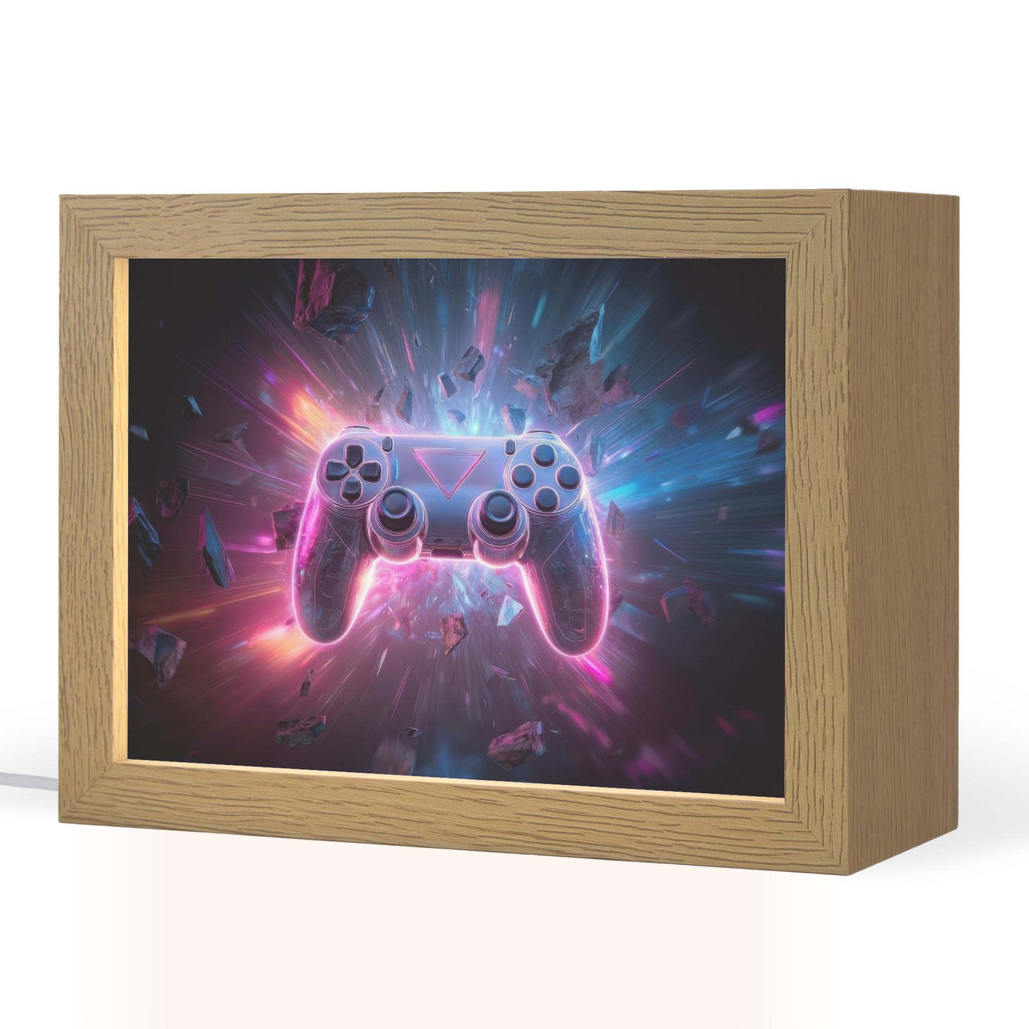NACHTTISCHLAMPE Controller - Neon - Explosion - Abstrakt 20x15 cm - Violett, Holzwerkstoff (8/20/15cm) - OnlyWow