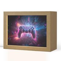 NACHTTISCHLAMPE Controller - Neon - Explosion - Abstrakt 20x15 cm - Violett, Holzwerkstoff (8/20/15cm) - OnlyWow