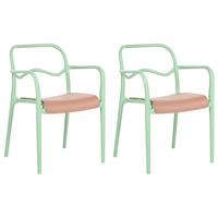 GARTENSTUHL 2er Set Kunststoff Grün Thasos - Grün, Kunststoff (57/80/57cm) - Beliani