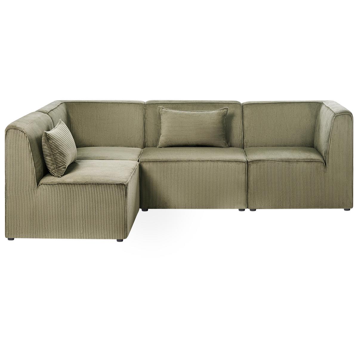 ECKSOFA Modul 4-Sitzer rechtsseitig Grün Cord Lemvig - Grün, Textil (250/166cm) - Beliani