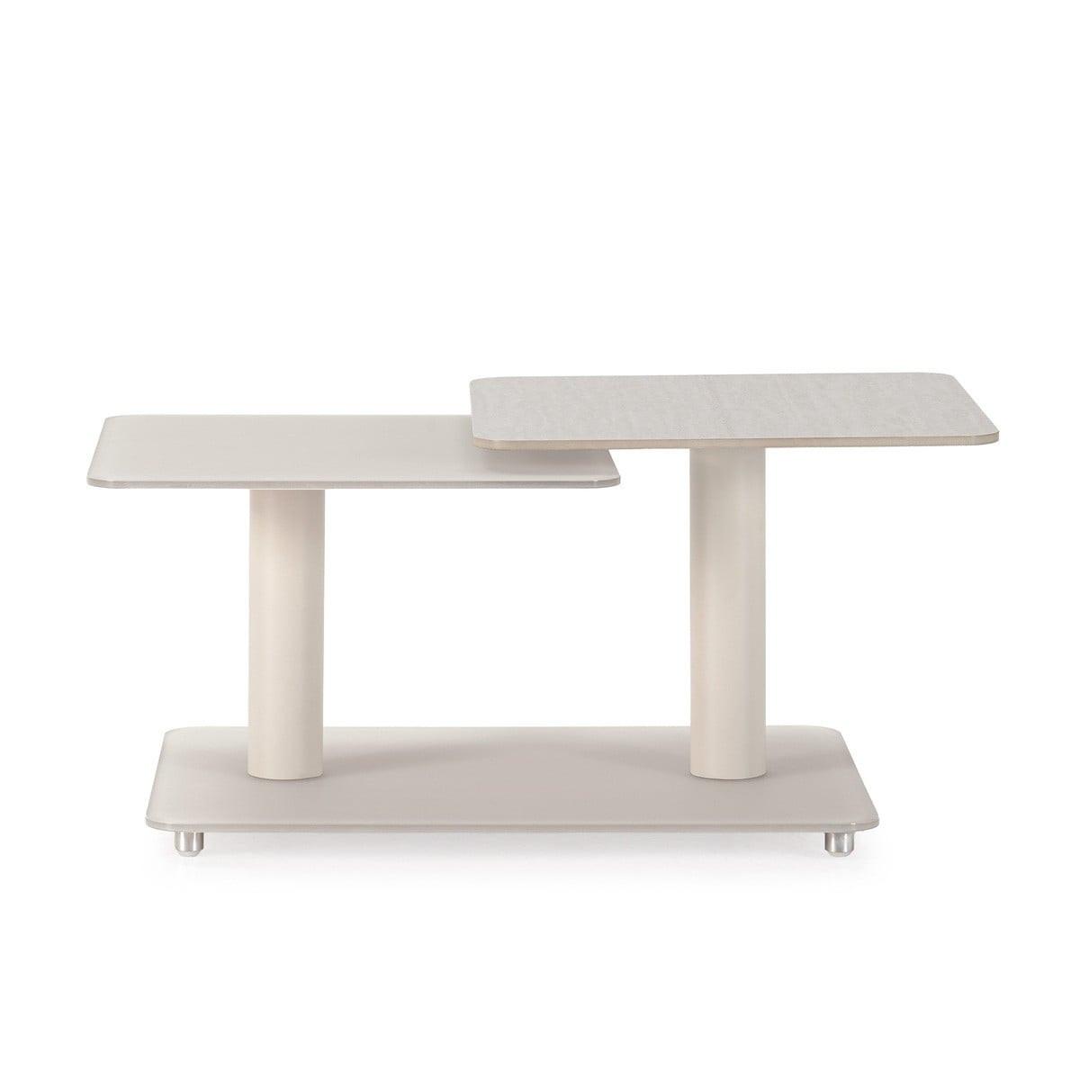 COUCHTISCH mit quadratischen Glasplatten 54/42,8/114,6 cm - Beige, Glas (66.5/54/42.8cm) - Calicosy