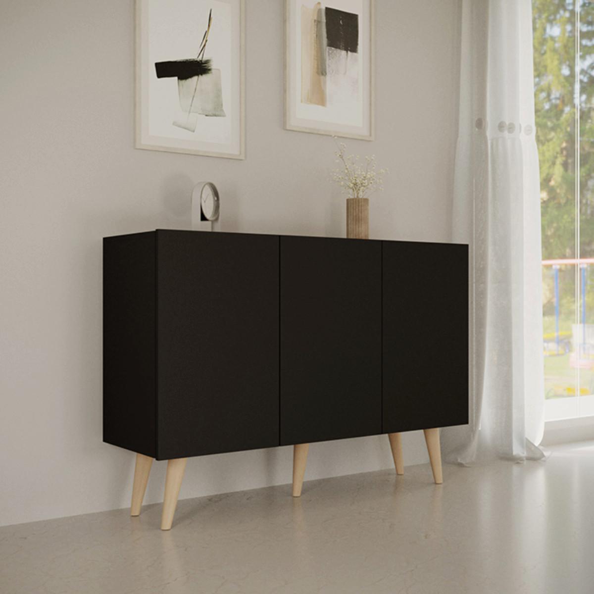 SIDEBOARD Toronto Schwarz - Schwarz, Holzwerkstoff (120/95.5/40cm) - Petits-meubles