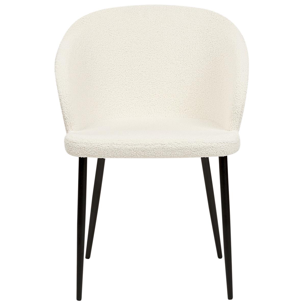 ESSZIMMERSTUHL 2er-Set Bouclé cremeweiß/schwarz Mason - Schwarz/Weiß, Textil (45/82/45cm) - Beliani