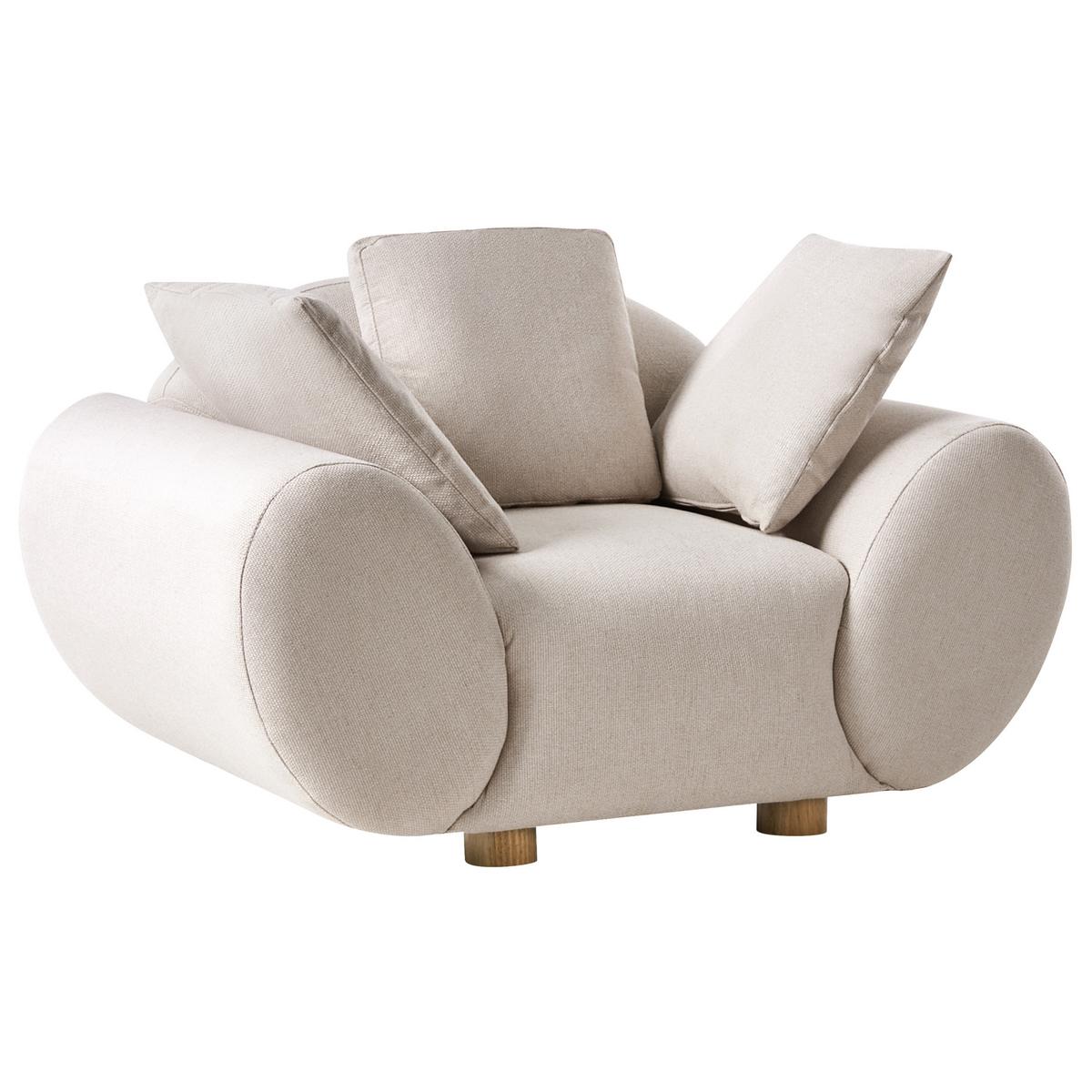 SOFA-SET 4-Sitzer Stoff Hellbeige Ringel - Beige/Braun, Textil (189/75/87cm) - Beliani