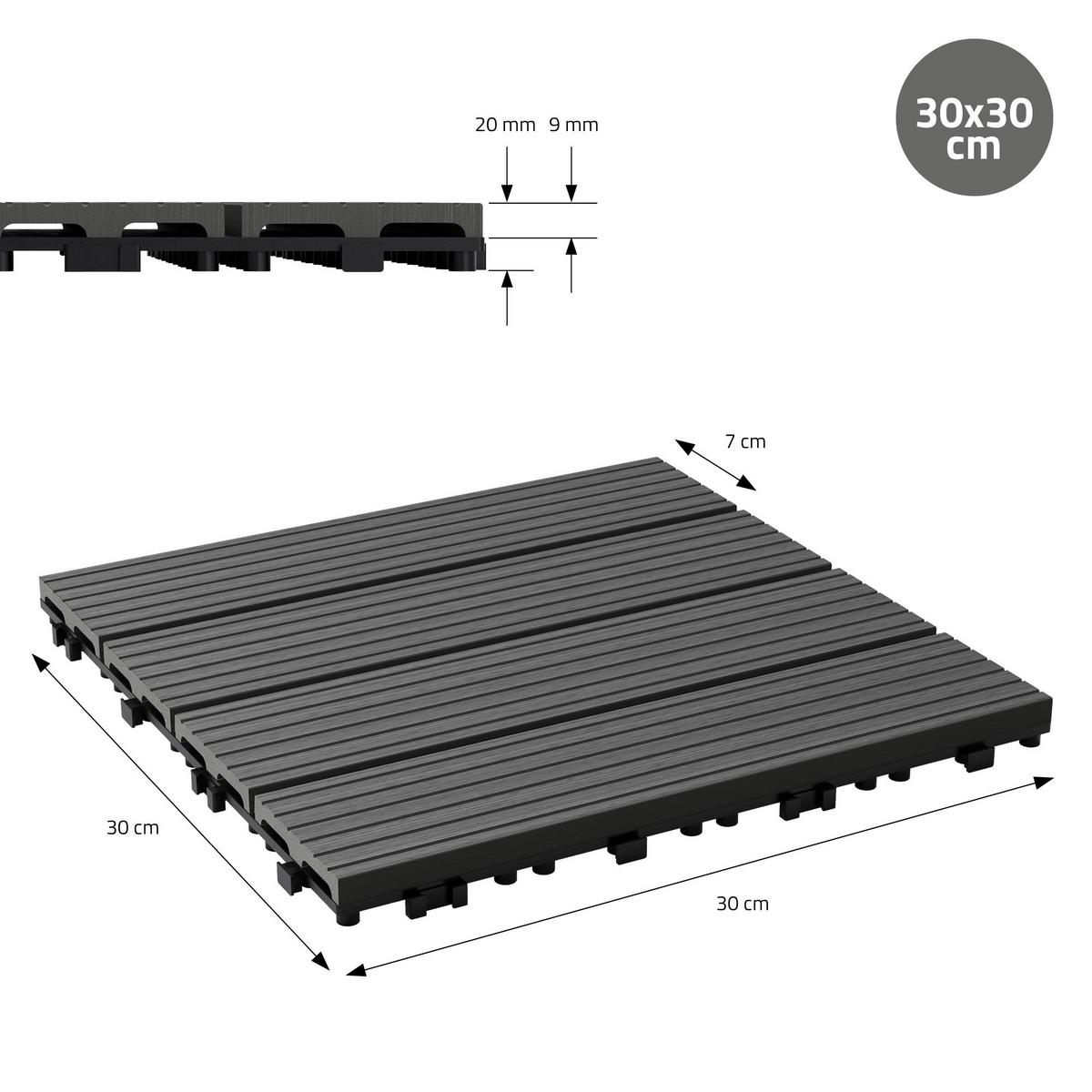 BODENPLATTE 3er Set - Anthrazit, Holzwerkstoff (30/30/2cm) - ECD-Germany