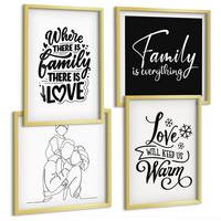 BILDER SET 4er Set - 50x50 cm & 40x60 cm Goldrahmen - Familie, Liebe, Wärme, Zuhause - Goldfarben, Kunststoff (50/50cm) - TULUP