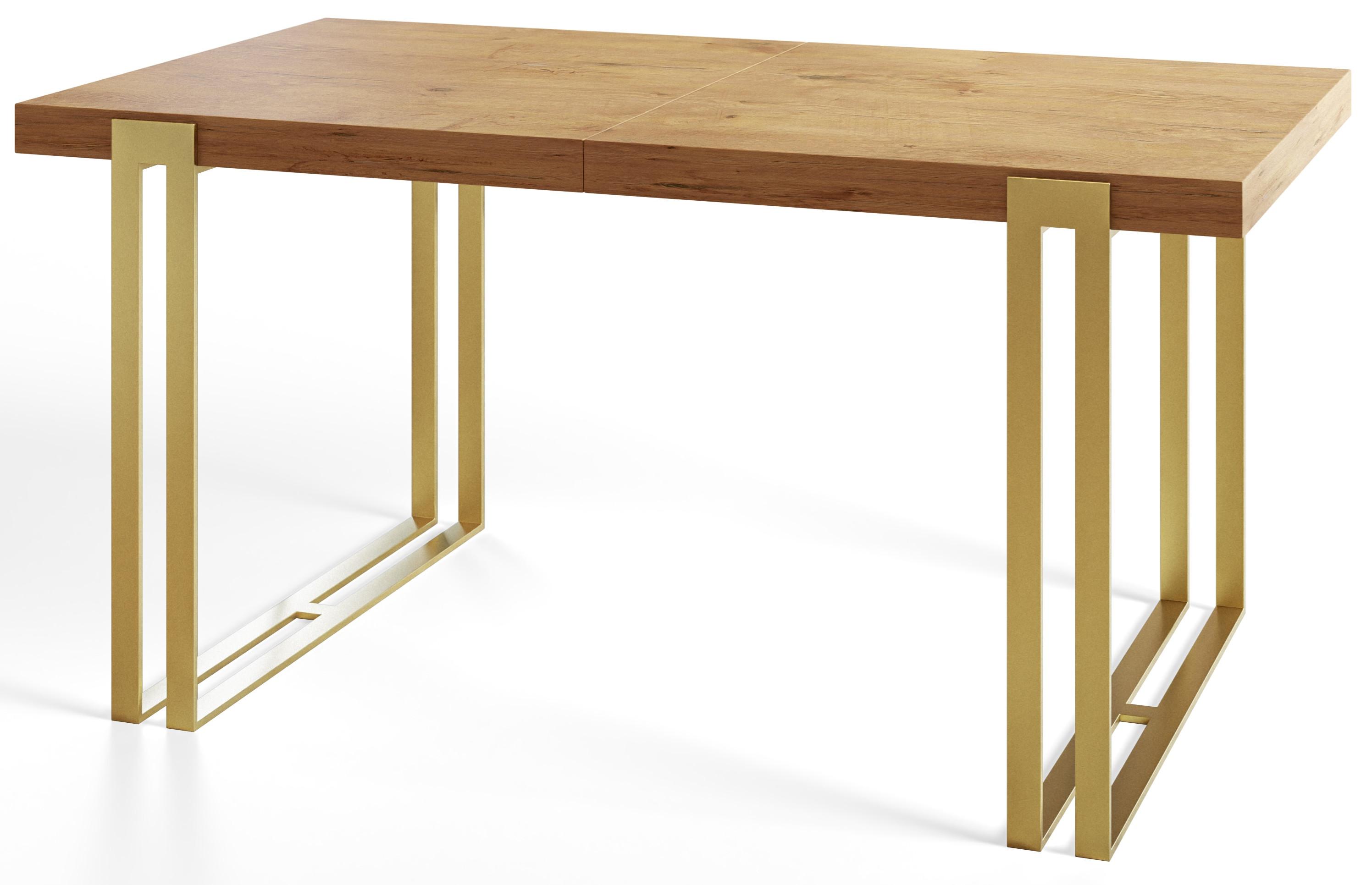 RECHTECKIGER Esszimmertisch ROSA, ausziehbarer Tisch, Größe: 120-220X80X77 cm, Wohnzimmertisch Farbe: LANCELOT, mit Metallbeinen in Farbe Gold - Beige/Goldfarben, Holzwerkstoff (120/80/77cm) - Alpi-Möbel
