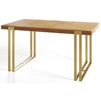 RECHTECKIGER Esszimmertisch ROSA, ausziehbarer Tisch, Größe: 120-220X80X77 cm, Wohnzimmertisch Farbe: LANCELOT, mit Metallbeinen in Farbe Gold - Beige/Goldfarben, Holzwerkstoff (120/80/77cm) - Alpi-Möbel
