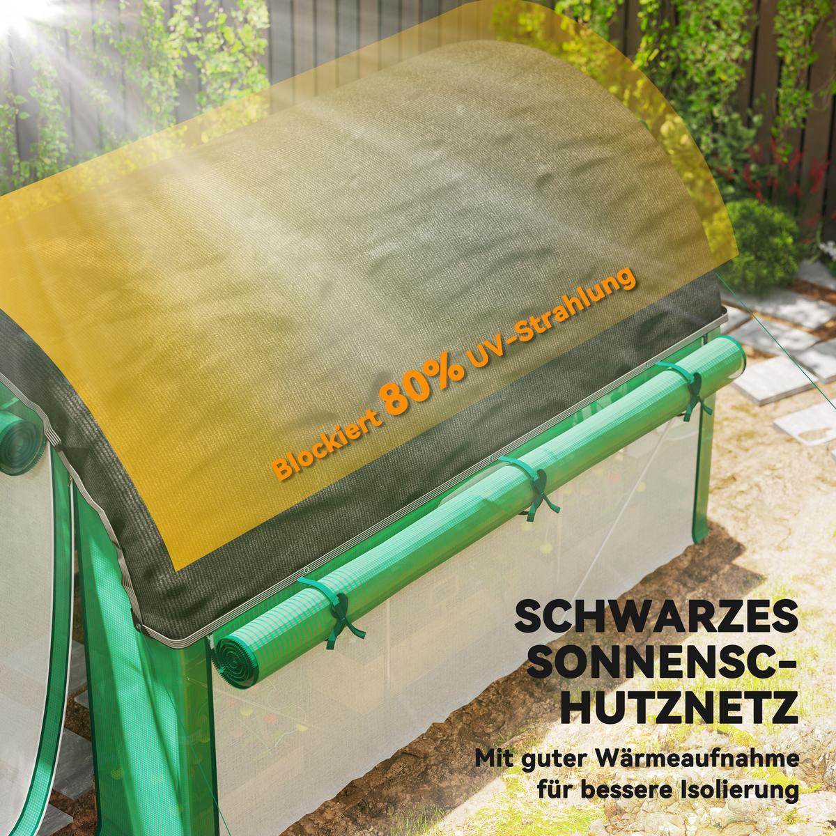 FOLIENTUNNEL, 300L x 200B x 198H cm - Grün, Kunststoff/Metall (200/198/300cm) - Outsunny