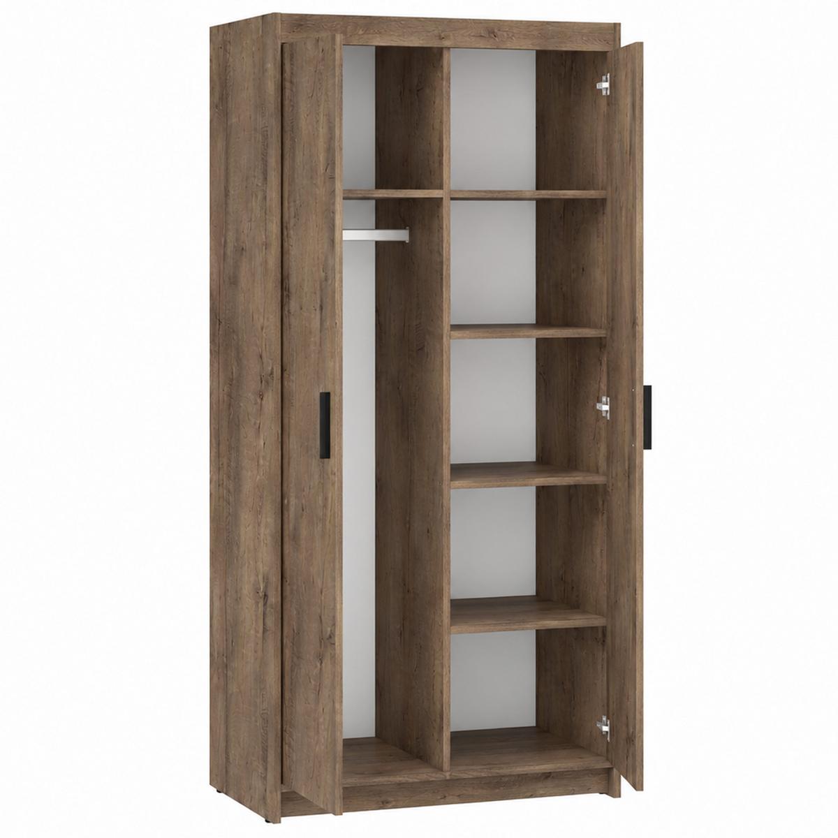 DREHTÜRENSCHRANK Elena mit 2 Türen, ohne Spiegel, Eiche Lefkas - Eichefarben, Holzwerkstoff (90/190/53cm) - Beautysofa
