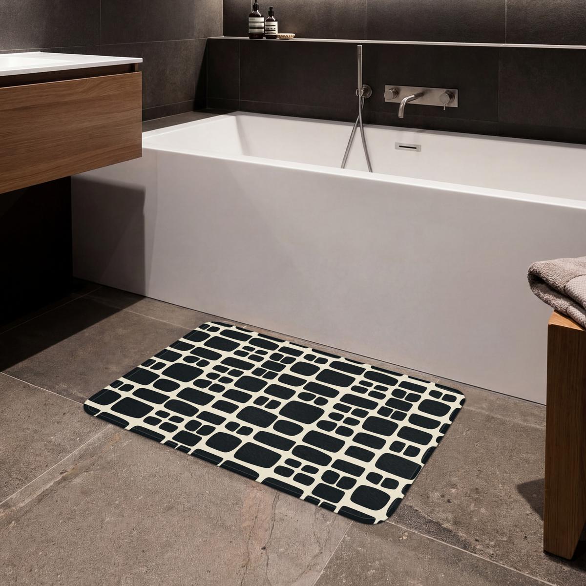 BADEMATTE Modern - Bio - Schwarz 80x50 cm - Anthrazit, Textil (80/50cm) - OnlyWow