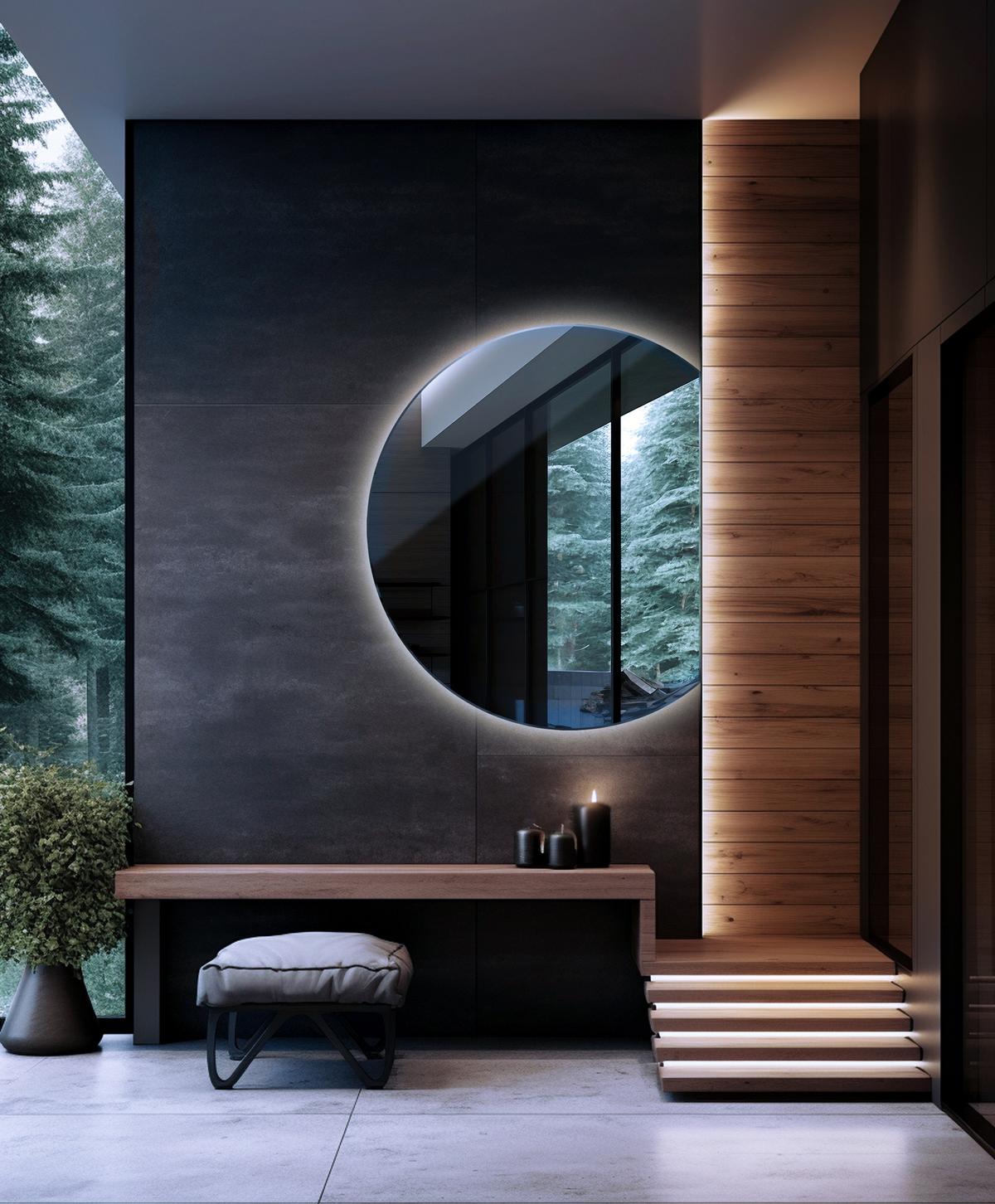 LED SPIEGEL 63 cm x 70 cm Asymmetrische Form Kaltweiß 6000 K - Transparent, Glas (63/70/0.4cm) - Wallfluent
