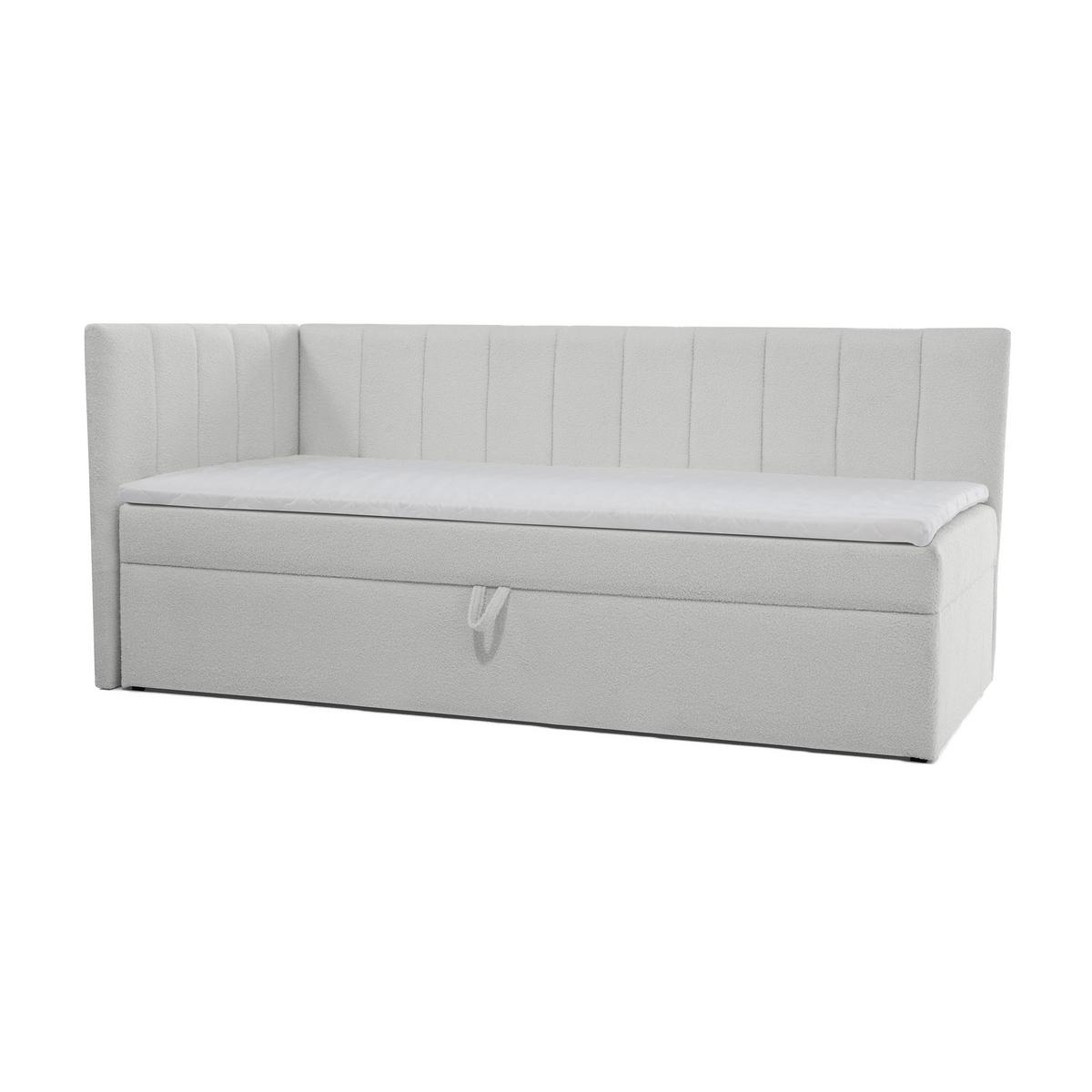 SCHLAFSOFA Rafi, Eckbett mit Bettkasten, 90x200 cm, Hellgrau - Hellgrau, Textil (209/94/102cm) - Beautysofa