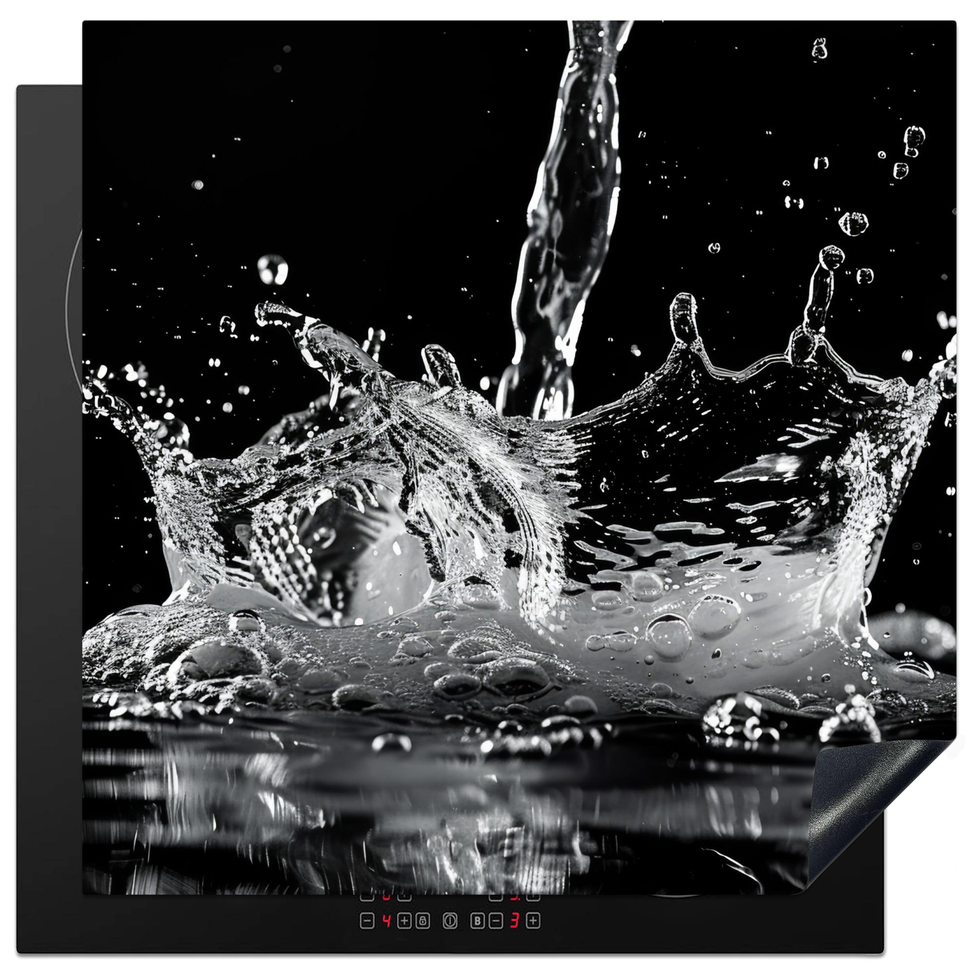 HERDABDECKPLATTE Wasser - Spritzwasser - Schwarz Induktionsmatte 78x78 cm - Schwarz, Kunststoff (78/78/0.2cm) - MuchoWow
