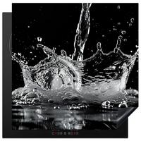 HERDABDECKPLATTE Wasser - Spritzwasser - Schwarz Induktionsmatte 78x78 cm - Schwarz, Kunststoff (78/78/0.2cm) - MuchoWow