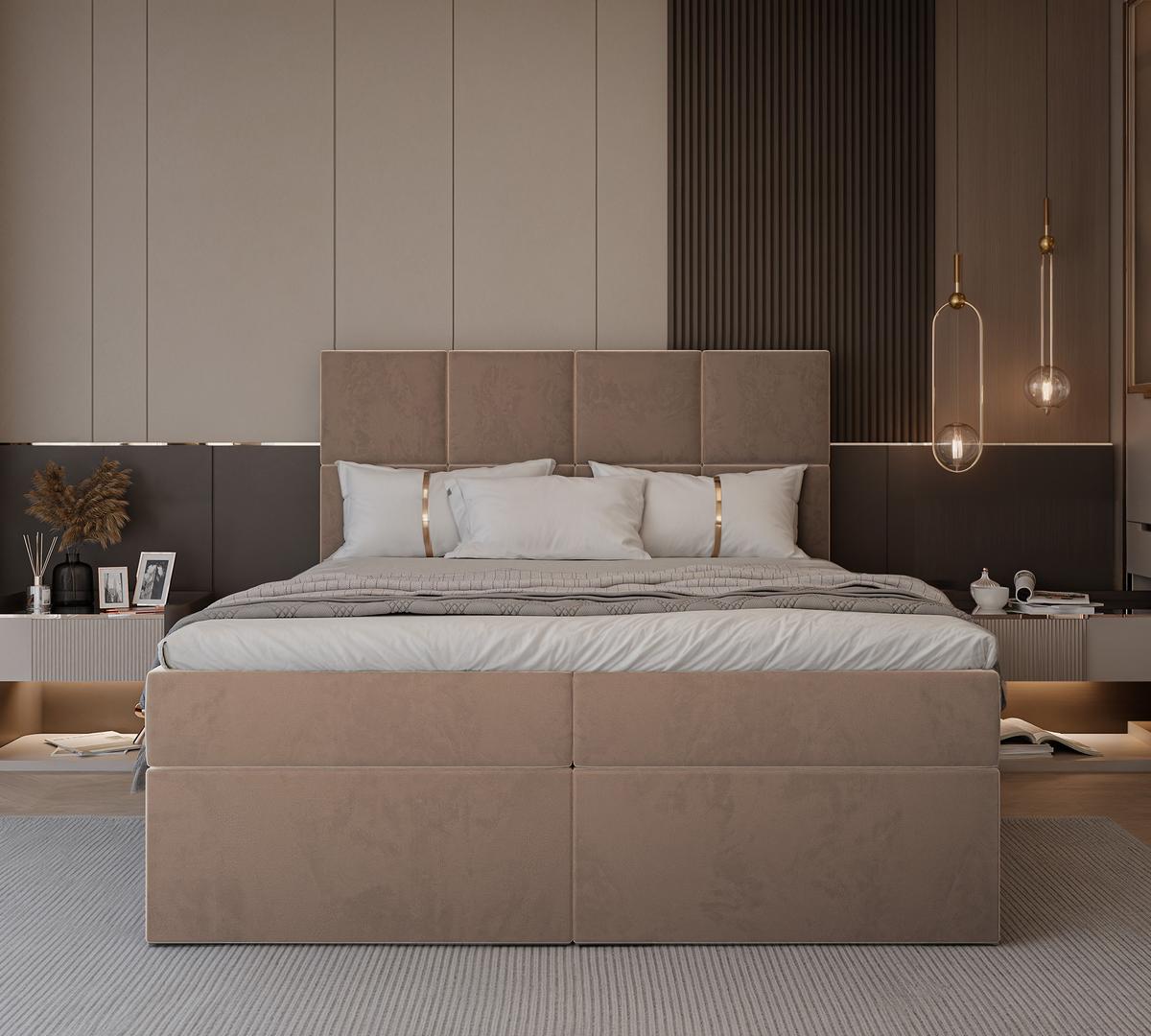 BOXBETT 120x200 cm mit Topper - Braun, Textil (120/200cm) - Idohome