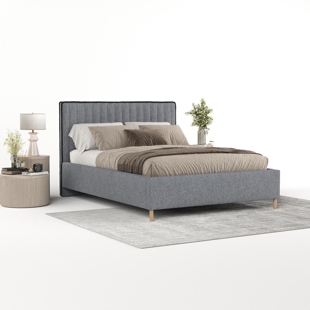 POLSTERBETT Aria 160/200 cm Grau im Neve Stoff - Naturfarben/Grau, Holz/Holzwerkstoff (160/200cm) - AltaBeds