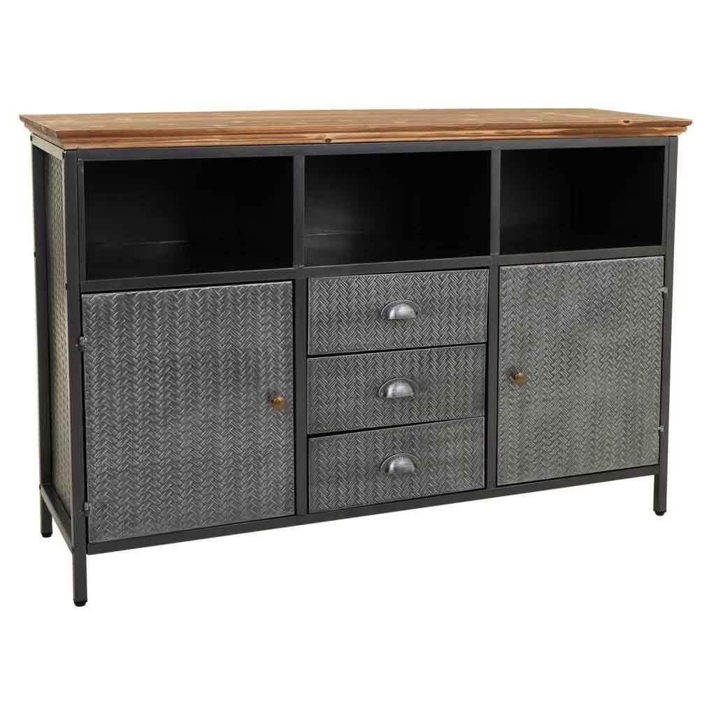 SIDEBOARD aus Metall und Holz, Schwarz, 122x36x83 cm - Multicolor, Metall (121.5/82.5/36cm) - Wanderlust