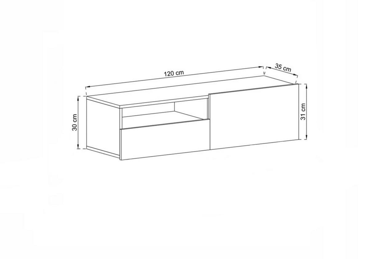 TV-SCHRANK Enjoy Grau matt Schublade 120 cm - Grau, Holzwerkstoff (120/30/35cm) - Meble Lindner