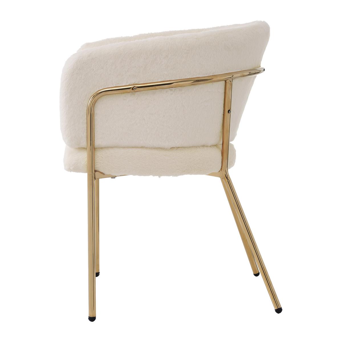 ESSZIMMERSTÜHLE Beige Kunstfell mit Metallbeinen - Beige, Textil (57/77/57cm) - Urban Meuble