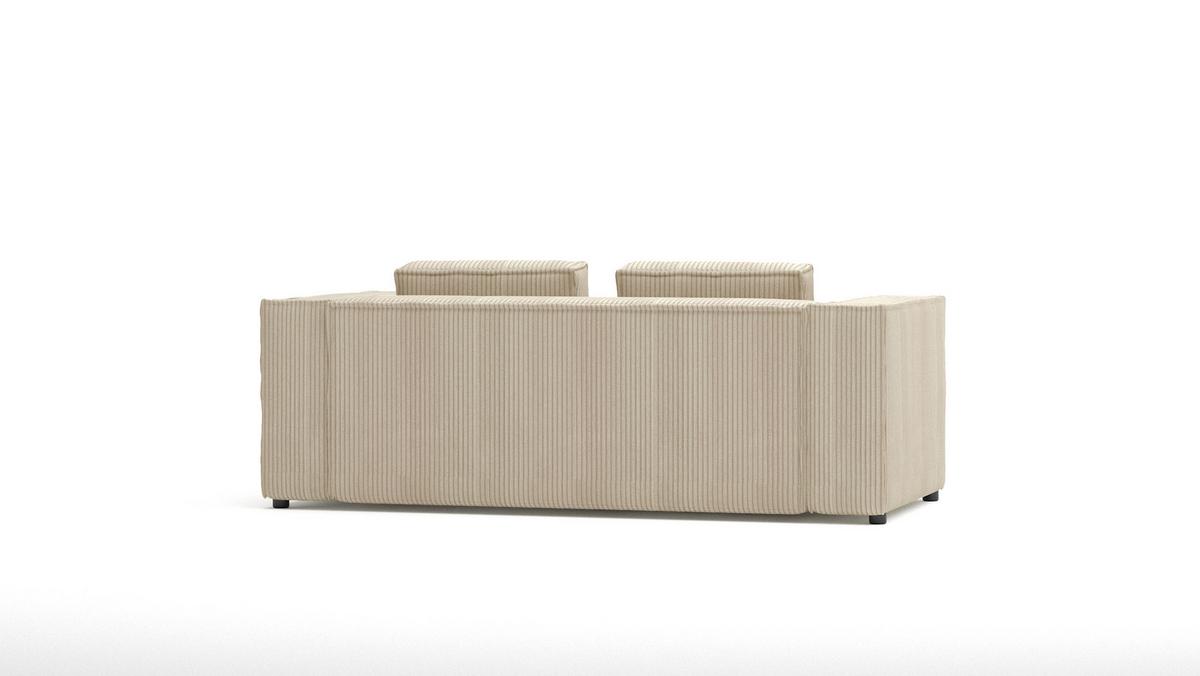 2-SITZER-SOFA Nova Beige Cord - Beige/Schwarz, Holz/Kunststoff (196/64/92cm) - S-Style Möbel
