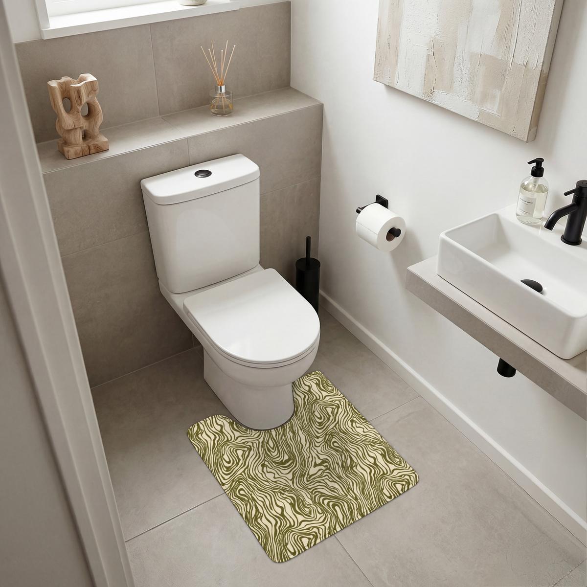 WC-VORLEGER Abstrakt - Marmor - Grün Toilettenvorleger 55x60 cm - Dunkelgrün, Textil (55/1cm) - OnlyWow