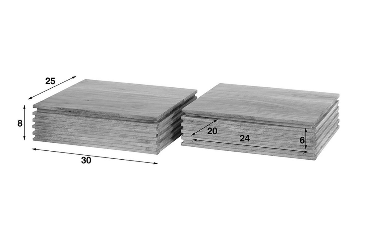 NACHTTISCH FIRU 2ER SET Holz Akazie - Zwetschgeholzfarben, Holz (30/8/25cm) - KAWOLA