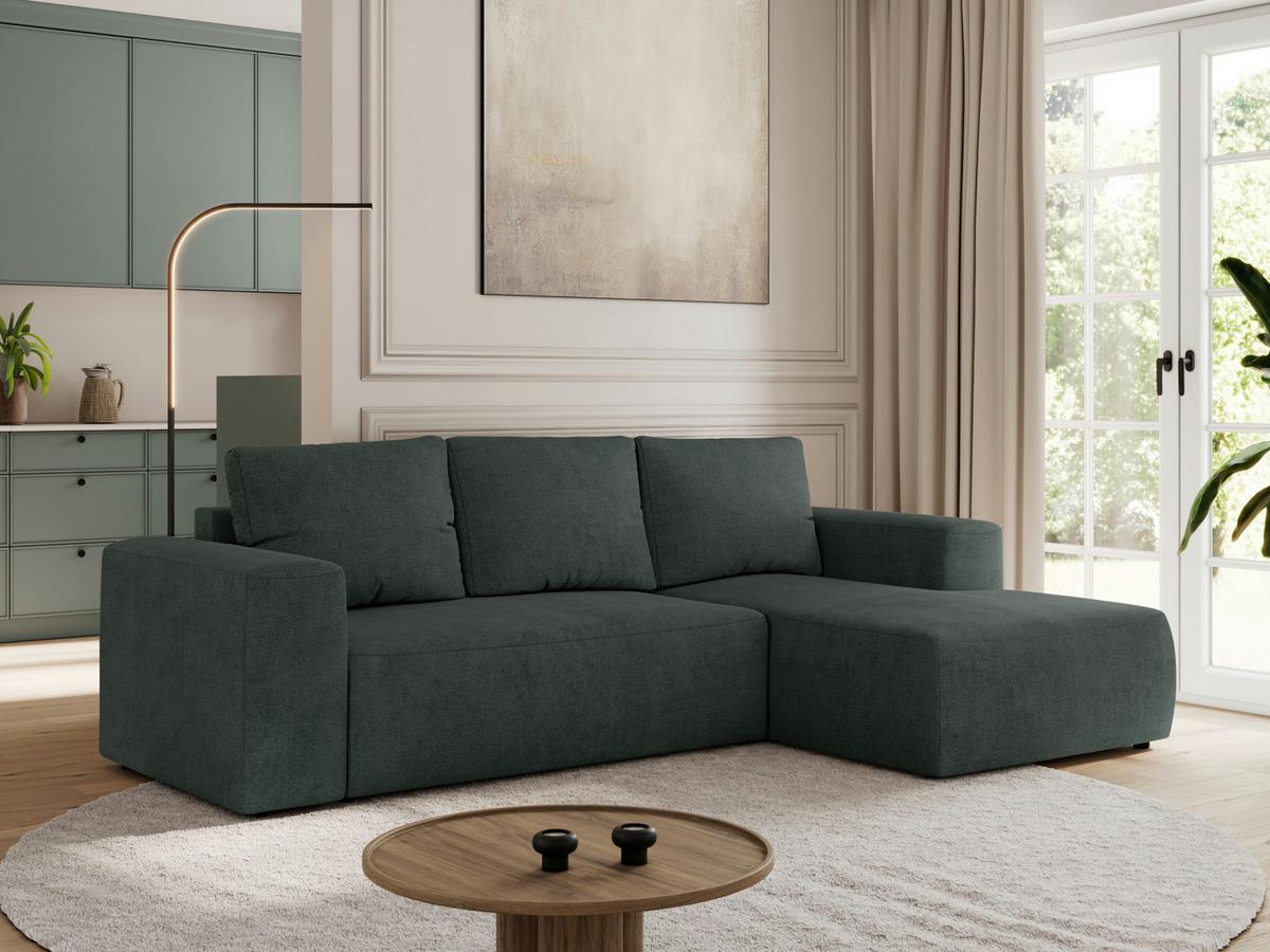 ECKSOFA TRENTINO L Dunkelgrau Stukture - Rechts - Dunkelgrau/Schwarz, Kunststoff/Textil (164/266cm) - MKS