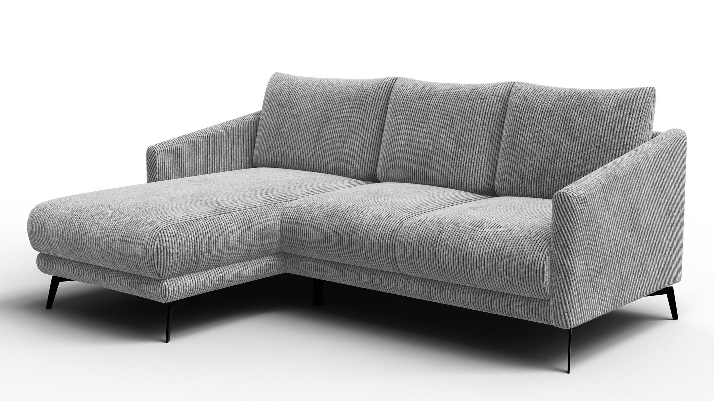ECKSOFA VILT 3-Sitzer, hellgrau - Hellgrau/Schwarz, Holzwerkstoff/Textil (221/156cm) - Wozimo
