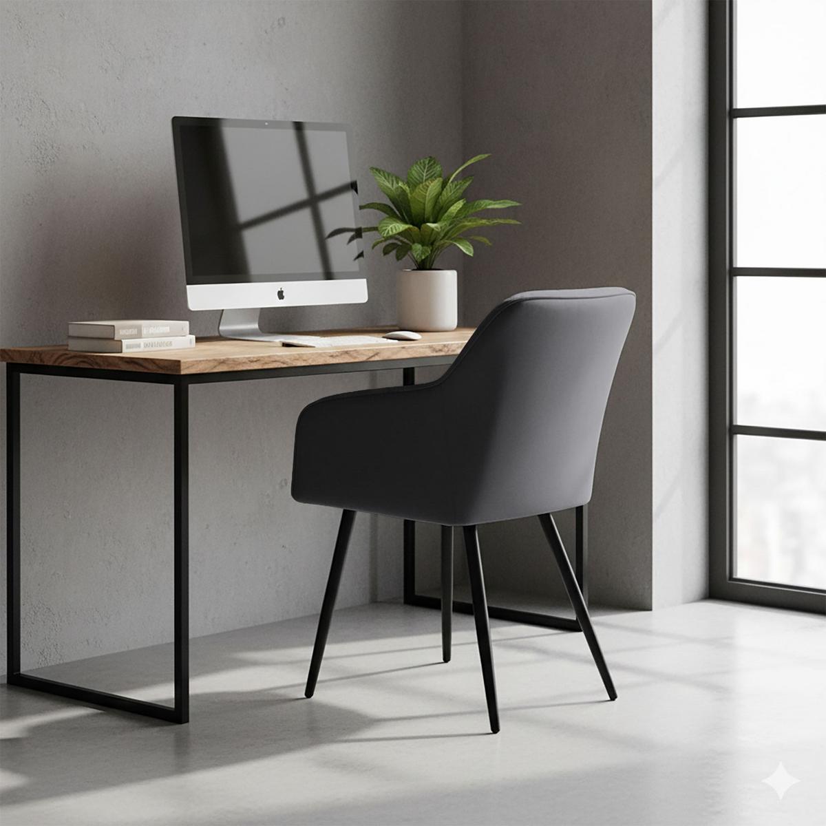 POLSTERSTUHL 4er Set, Metallbeine Graphit, Schwarz 54,5/82,5/58 - Schwarz, Textil (55/83/50cm) - RAUMHIRSCH FURNITURE