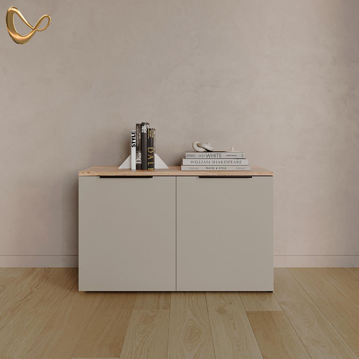KOMMODE Piave Greige mit 2 Türen - Greige, Holzwerkstoff (80/50/40cm) - Livinity®