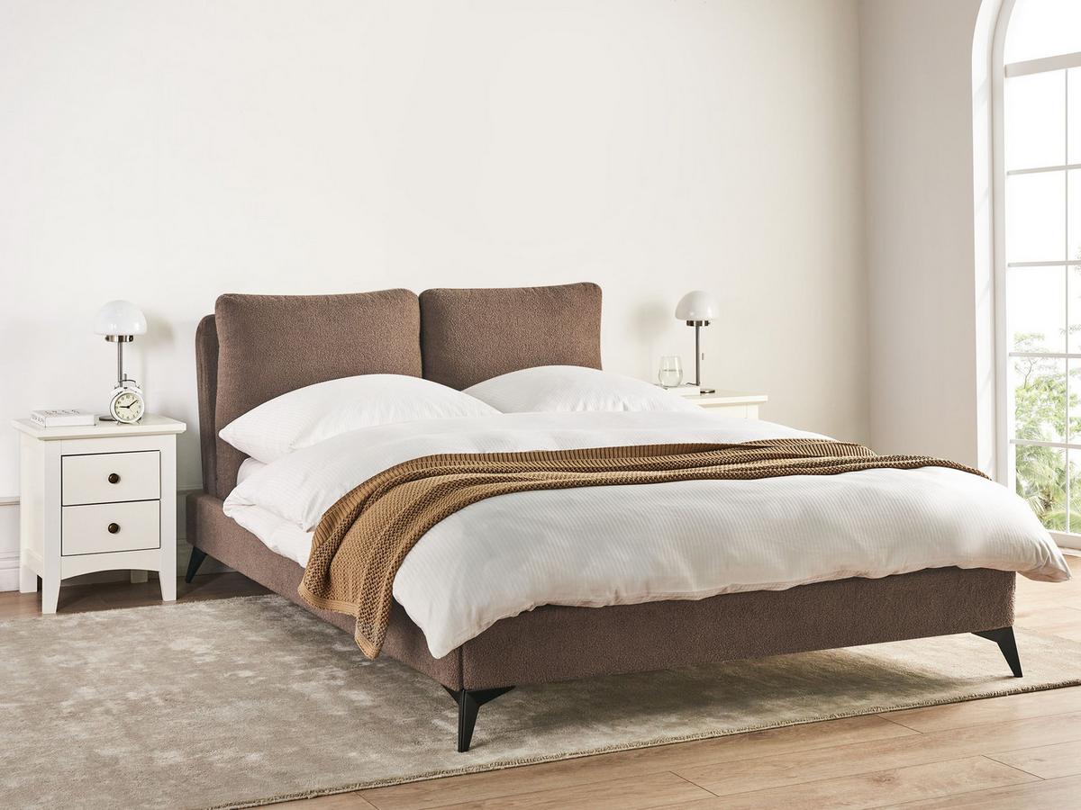 POLSTERBETT mit Lattenrost 140x200 cm Braun Melle - Braun, Textil (140/200cm) - Beliani