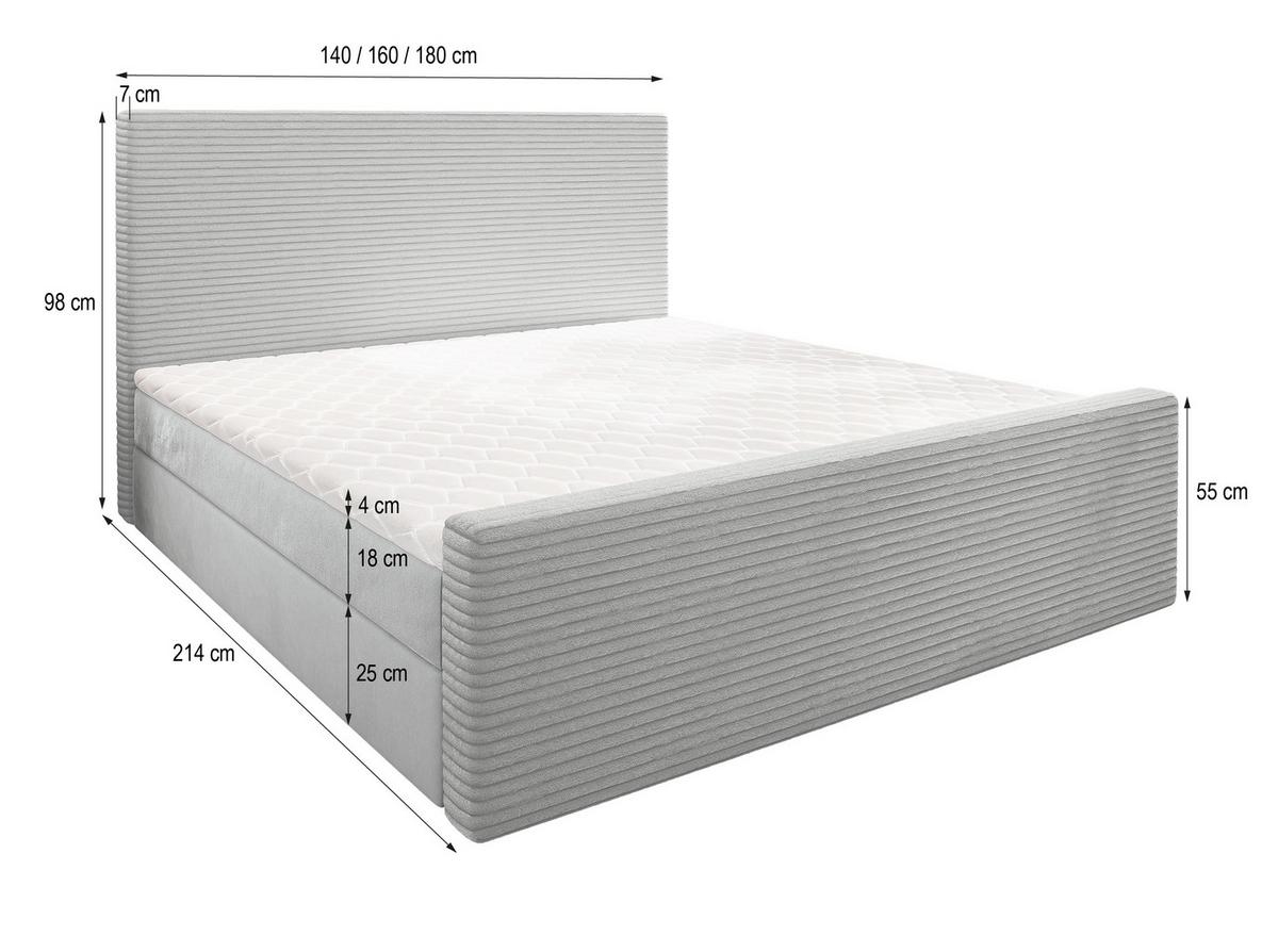 BOXBETT ALORIA 180x200 cm mit Matratze und Topper - Braun - Braun, Holz (180/200cm) - MASSENO