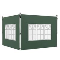 2ER-SET Seitenteile für Pavillon 3x3/3x4 m, Seitenwand mit Fenster, wasserdicht - Grün, Kunststoff/Textil (295/195/1cm) - Outsunny