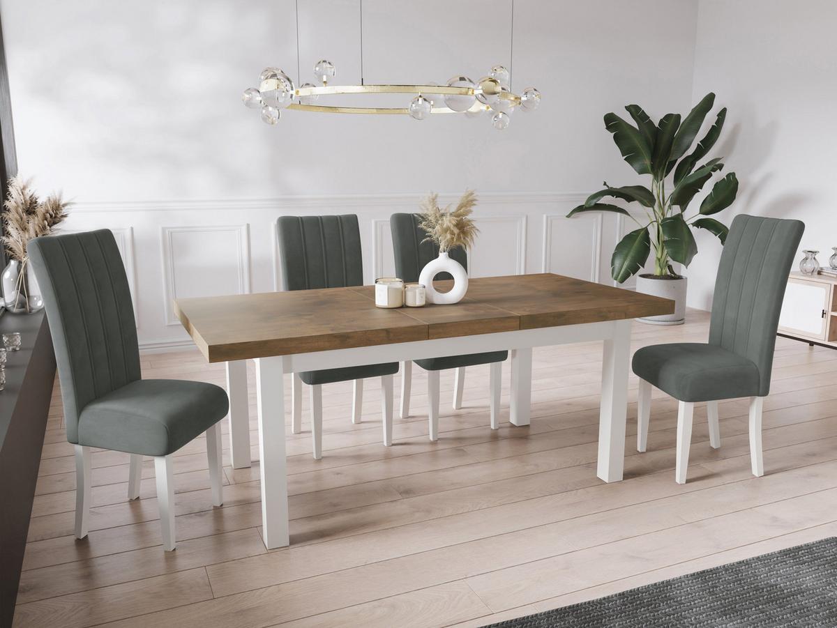 ESSTISCH Avena rechteckig ausziehbar, Lefkas Eiche 120/80/78 - Alteiche/Weiß, Holz/Holzwerkstoff (80/160/78cm) - WFL GROUP