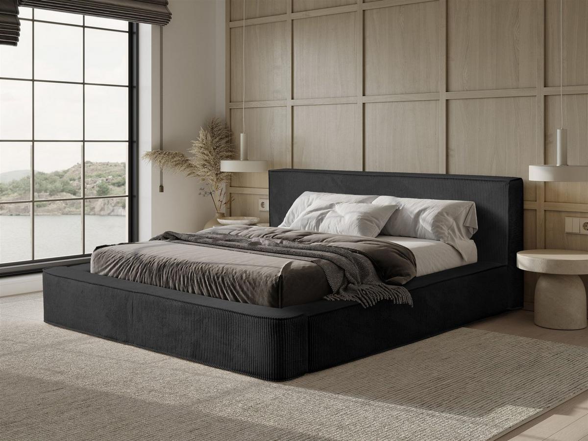 POLSTERBETT Modesto In Lincoln - Schwarz, Holzwerkstoff/Textil (160/200cm) - Fun Möbel