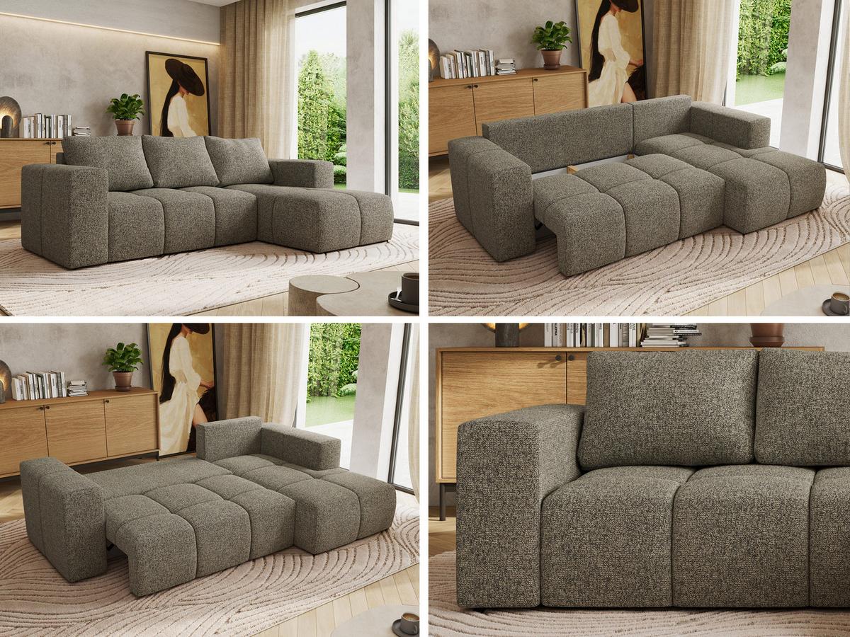 ECKSOFA MONIVA Grau Strukture - Rechts - Schwarz/Grau, Kunststoff/Textil (266/164cm) - MKS