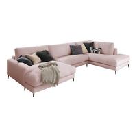 WOHNLANDSCHAFT CARA Pink Cord - Roségold/Schwarz, Textil (341/84/223cm) - KAWOLA
