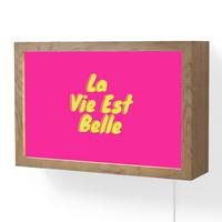 WANDLEUCHTE Zitat - Retro - Rosa 30x20 cm - Pink, Holzwerkstoff (30/20/8cm) - OnlyWow