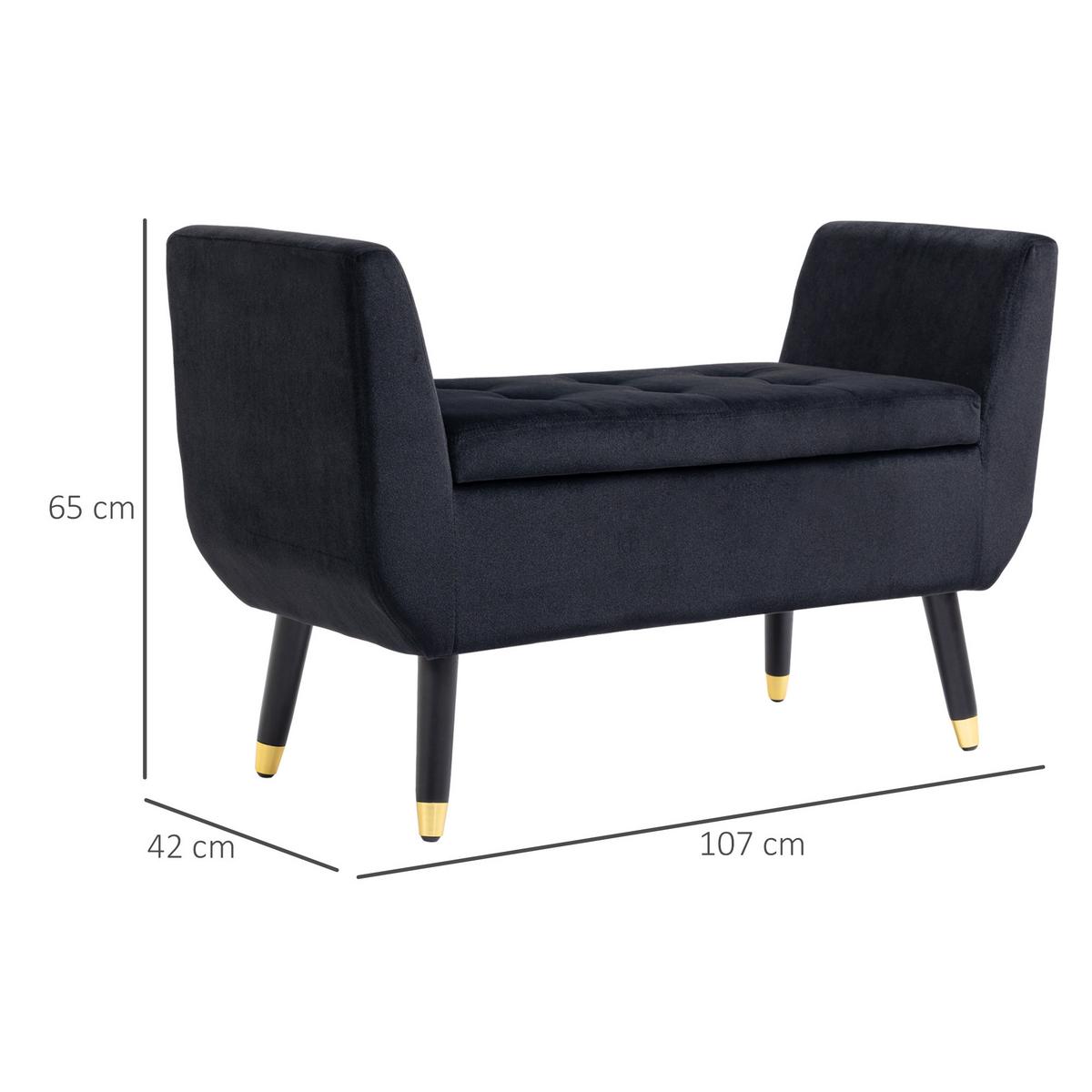 SITZBANK Polyester Schaumstoff Schwarz - Schwarz, Kunststoff (42/65/107cm) - HOMCOM