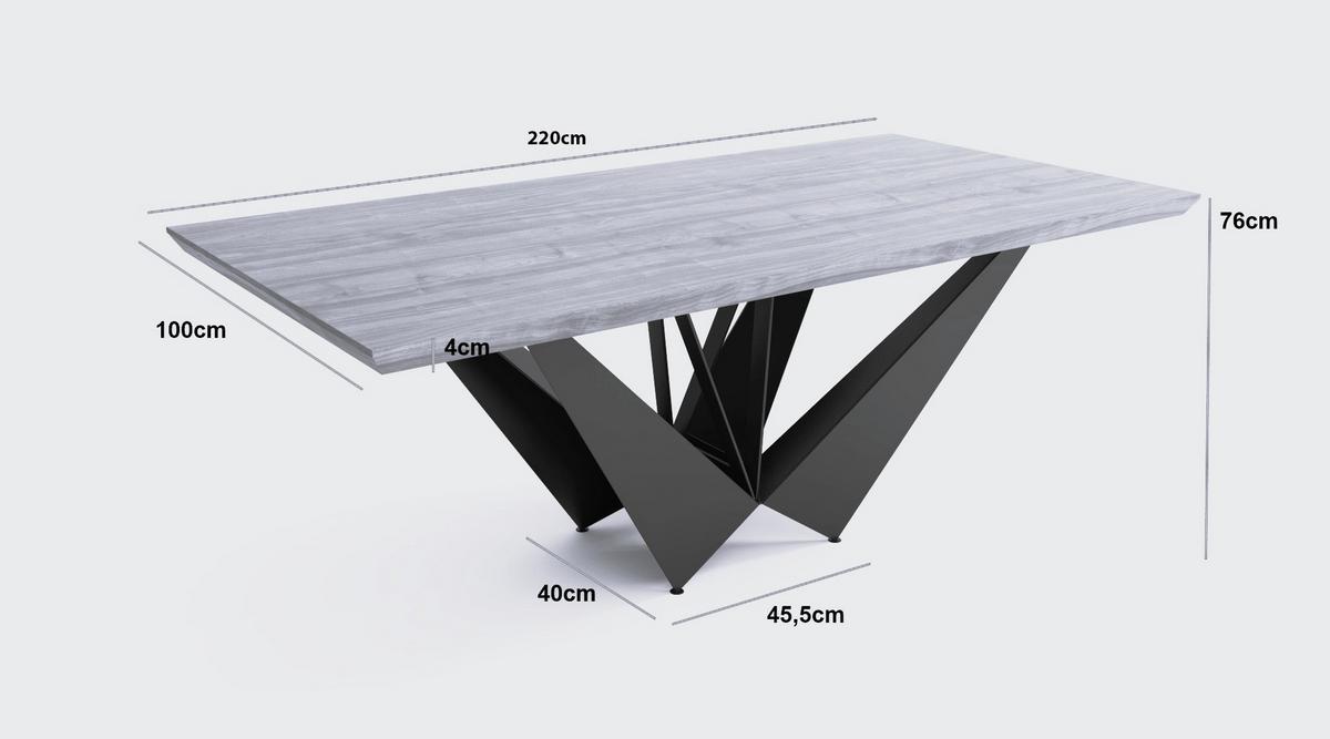 ESSTISCH BASSO 220 x 100 x 76 cm - Eichefarben/Schwarz, Holz (220/100/76cm) - MASSENO