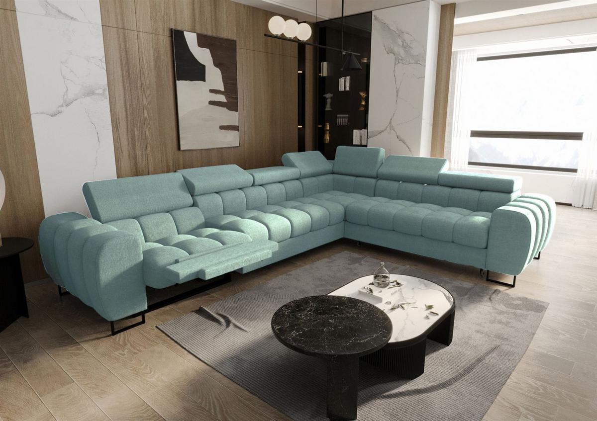 ECKSOFA Bastien Relax - Blau, Holzwerkstoff/Textil (330/260cm) - Fun Möbel