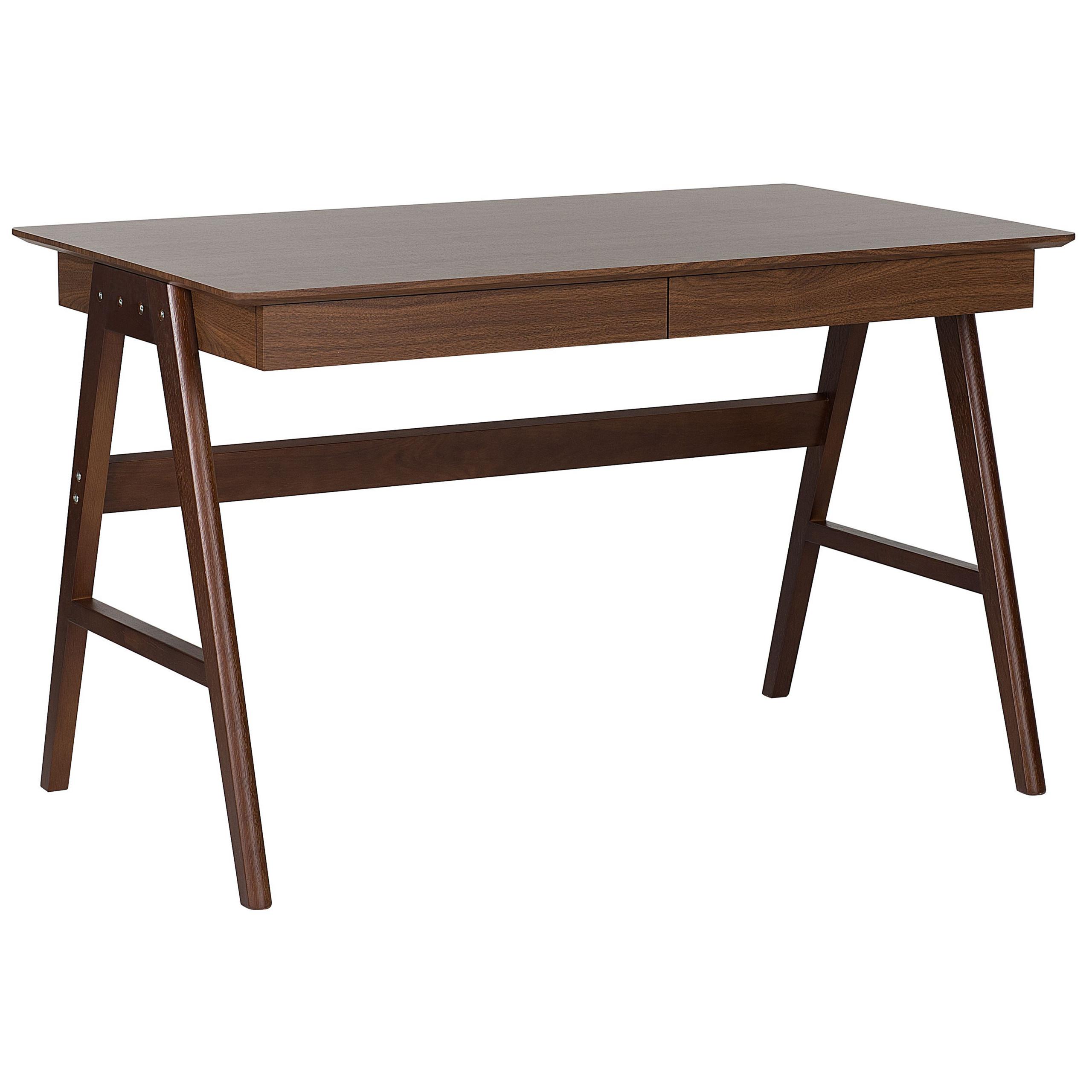 SCHREIBTISCH dunklerHolzfarbton 120/70/75 cm Sheslay - Dunkelgrau, Holzwerkstoff (70/120/75cm) - Beliani