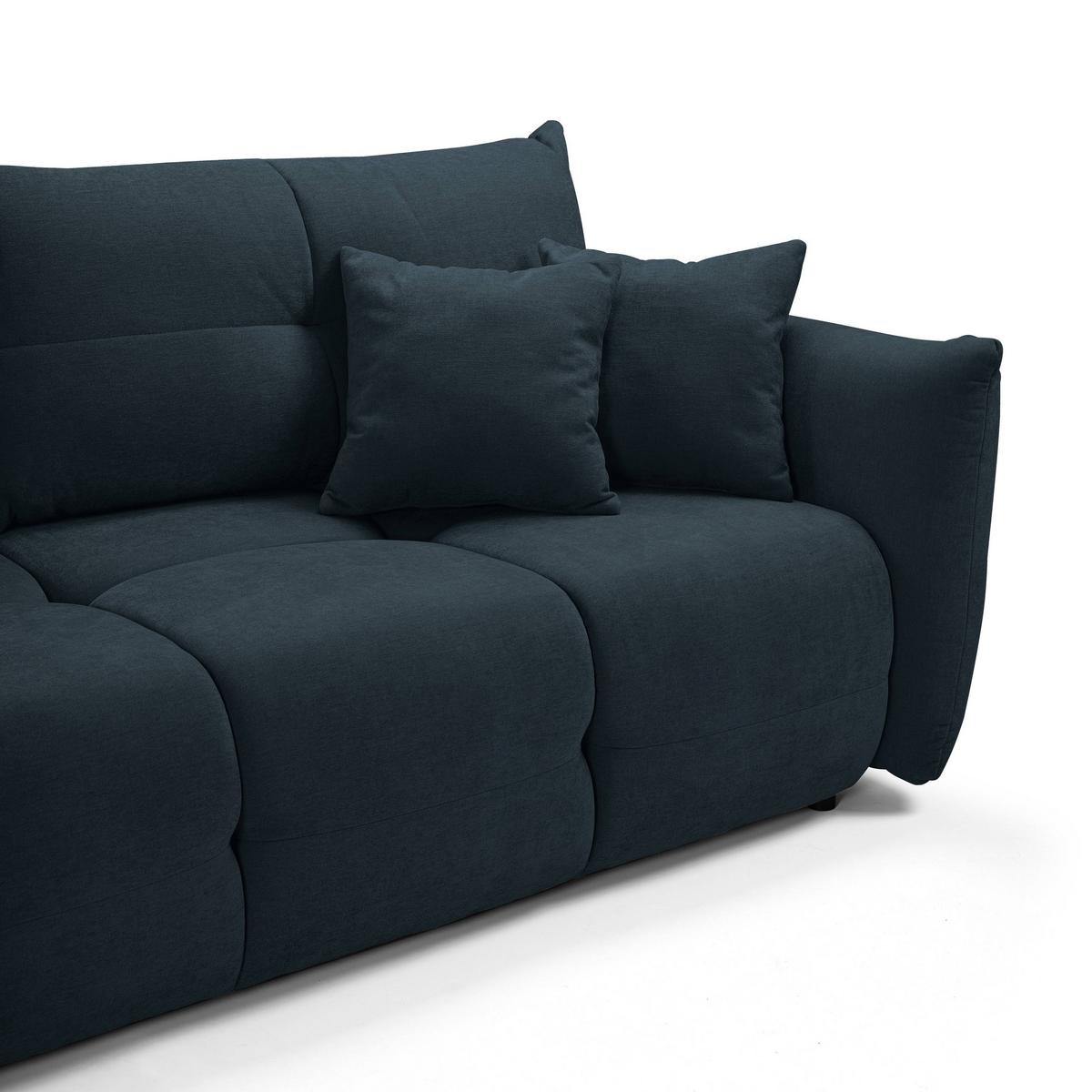 BETTSOFA MODA Blau Chenille-Stoff mit Schlaffunktion - Dunkelblau, Holz (245/86/110cm) - MASSENO