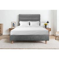KOPFTEIL Modell Linien – Anthrazitgrauer Stoff 135 cm - Beige/Anthrazit, Karton/Holz (135/120/10cm) - Sommeil de Plomb