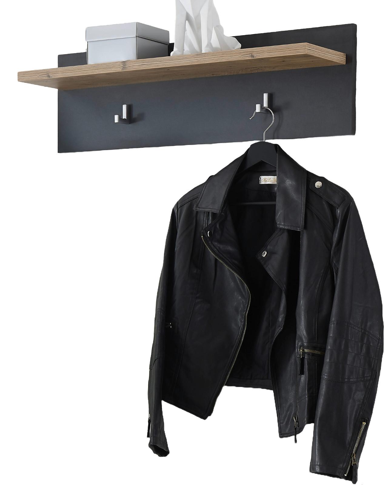 GARDEROBENPANEEL Kastanie und grau Fresco , Flur Wandgarderobe, 80 x 23 cm - Kastanienfarben/Grau, Holzwerkstoff (80/23/18cm) - Furn.Design