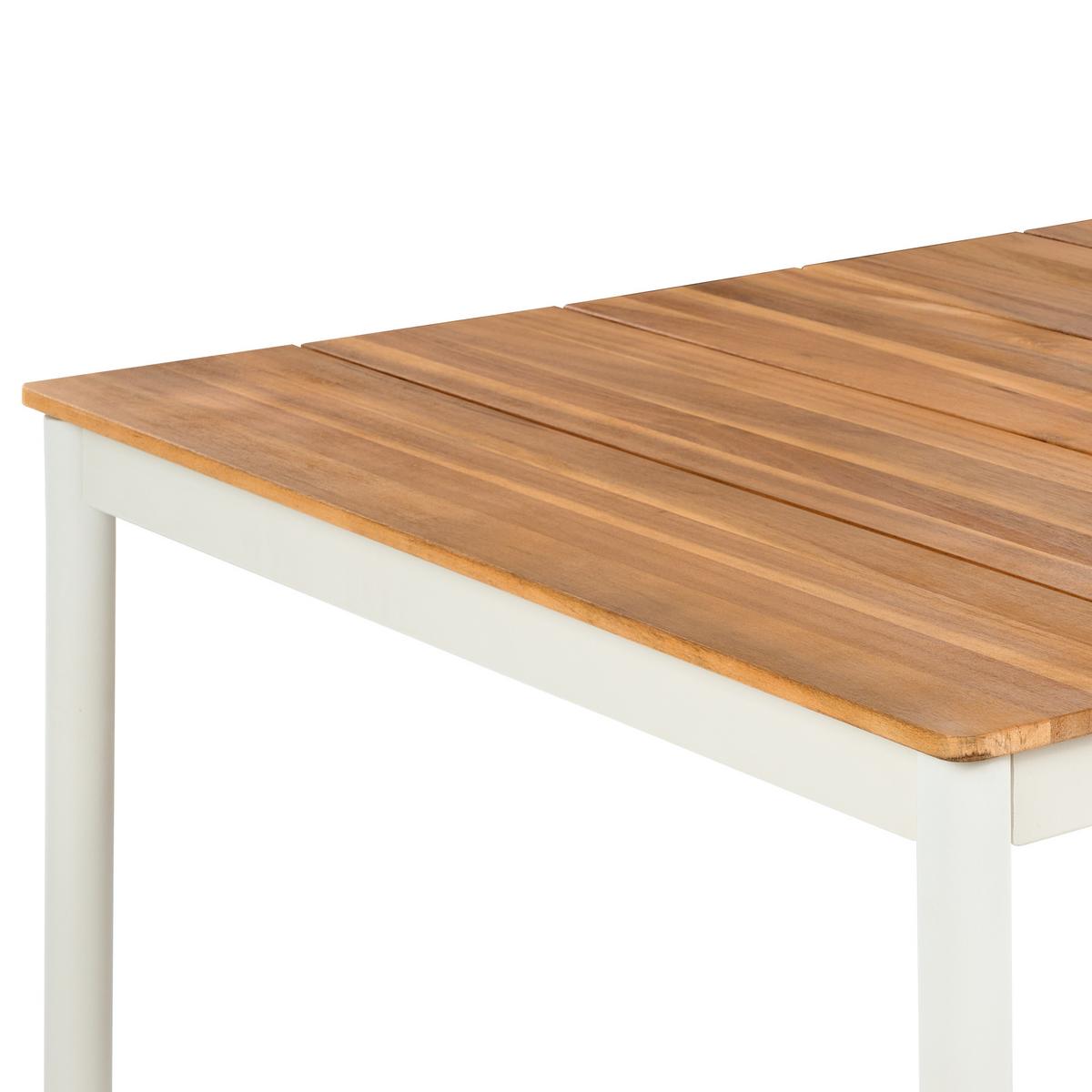 GARTENMÖBEL-SET mit Bänken 6-Sitzer Akazienholz Braun Giovinazzo - Creme, Holz - Beliani